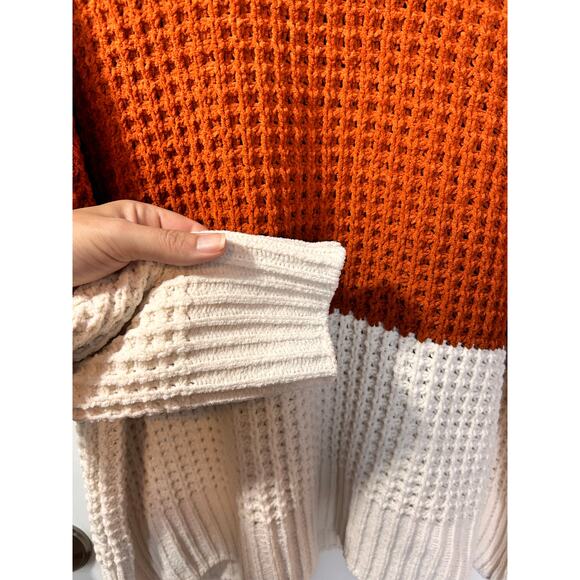 Gypsy Cloud Women's Colorblock Waffle Knit Turtleneck Sweater Multicolor Size 1X - Picture 5 of 10